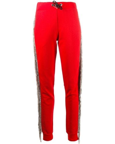 Philipp Plein Pantalones joggers con detalles de cristal - Rojo
