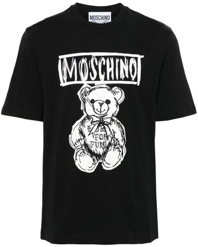 Moschino Teddy Bear-print cotton T-shirt - Negro