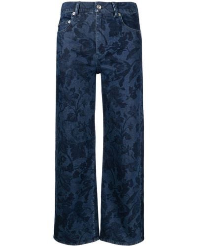 Erdem Gerade Jeans mit Blumen-Print - Blau