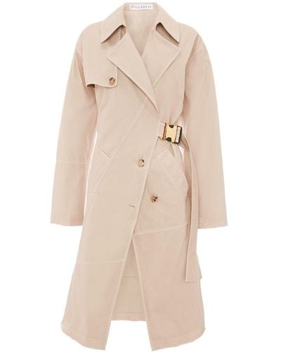 JW Anderson Neutral Twisted Buckle Trench Coat - Natural