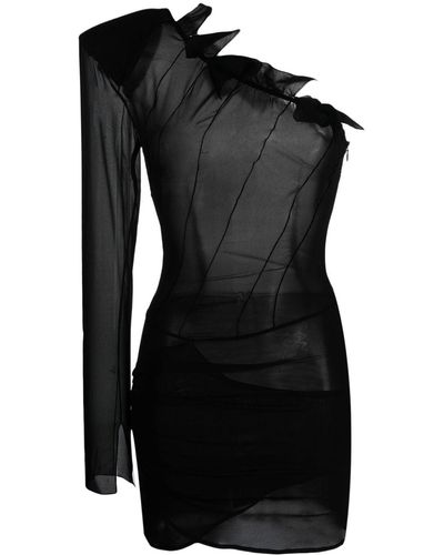 The Mannei Sofia Ruffled One-shoulder Minidress - Black