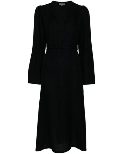 N.Peal Cashmere Split-collar belted dress - Schwarz