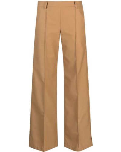 Societe Anonyme Logo-embroidered Straight-leg Trousers - Natural