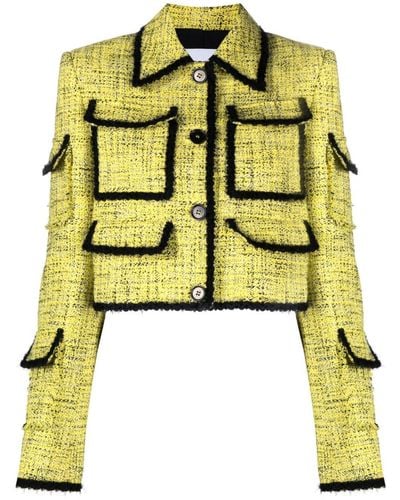 MSGM Tweed-Jacke mit Flechtborten - Gelb