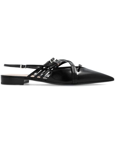 Gucci Leather Strappy Ballerina Shoes - Black