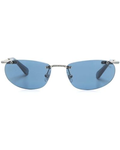 Swarovski Rahmenlose Sonnenbrille mit Kristallen - Blau