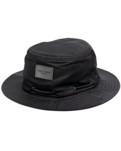 Rag & Bone Logo-patch Drawstring Bucket-hat - Black