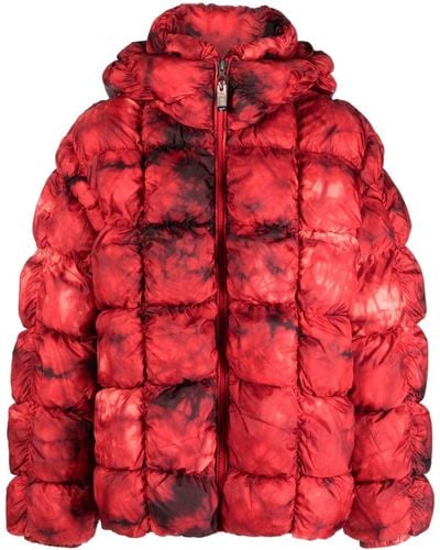 DIESEL W-ralle Tie-dye Hooded Puffer Jacket - Red