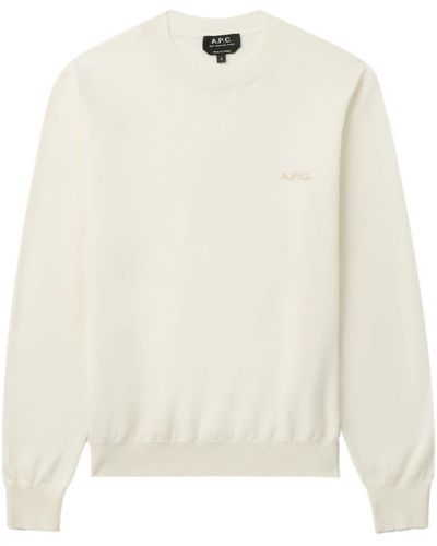 A.P.C. Logo-embroidered Cotton Jumper - White