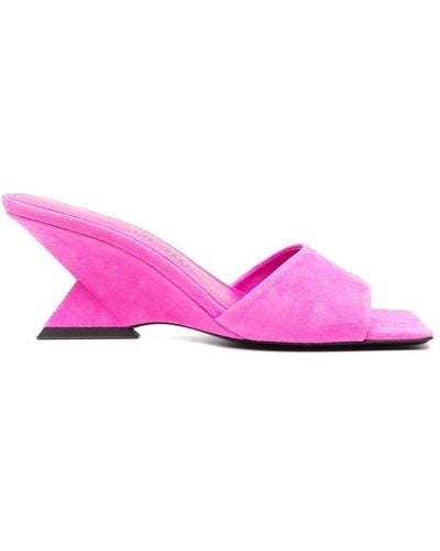 The Attico Cheope 75mm Suede Mules - Pink