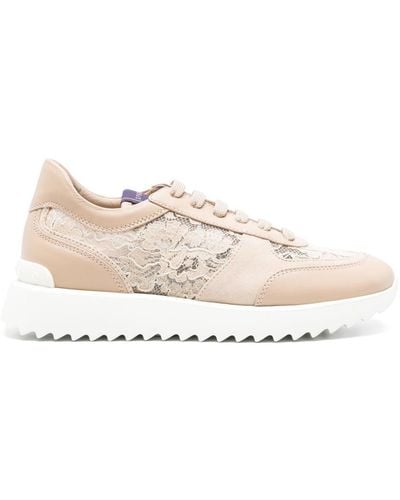 Le Silla Chantilly-lace Leather Trainers - Natural