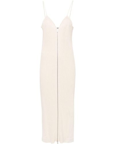 Jil Sander Ribbed-knit Cotton Maxi Dress - White