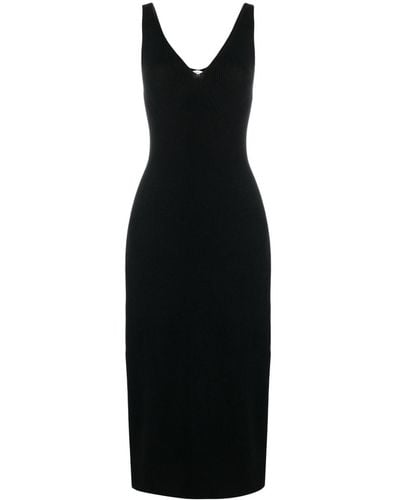 Lacoste Ribbed-knit Sleeveless Dress - Black