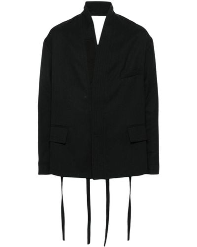 Mordecai Stripe-embellished Robe Coat - Black