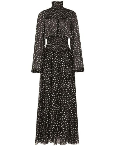 Dolce & Gabbana Polka Dot-print Silk Dress - Black