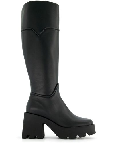 NODALETO Bulla Stormy Leather Knee Boots - Black
