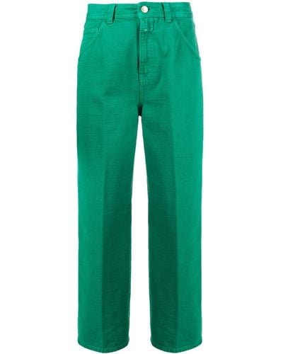 Closed Straight-leg Cropped Pants - Green