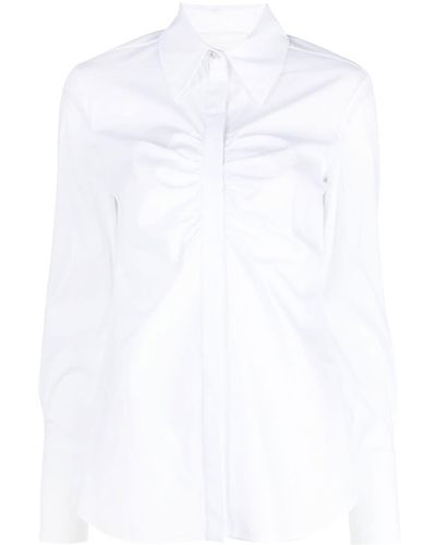 Genny Ruched Button-up Shirt - White