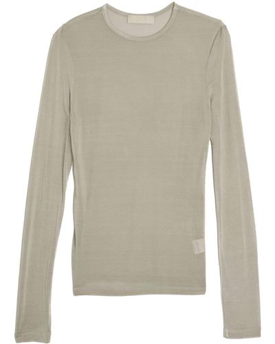 Amomento Long-sleeve Sheer T-shirt - Gray