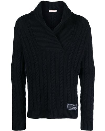 Valentino Garavani Cable-knit Virgin Wool Sweater - Black