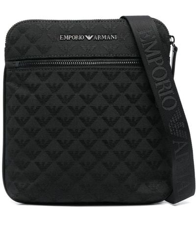 Emporio Armani Allover Logo Messenger Bag - Black