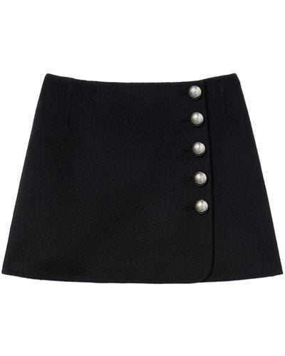 Emilio Pucci Side-button Fastening Wool Miniskirt - Black