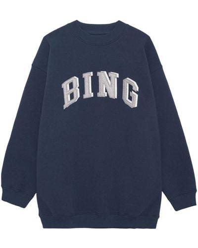 Anine Bing Logo-print Cotton-blend Sweatshirt - Blauw