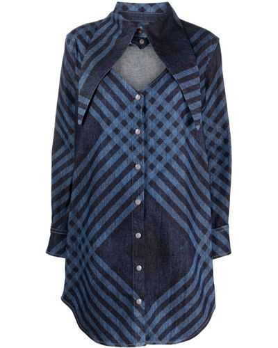 Vivienne Westwood チェック デニム シャツドレス - ブルー