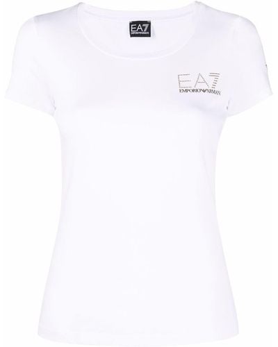 EA7 T-Shirt mit Logo-Print - Weiß