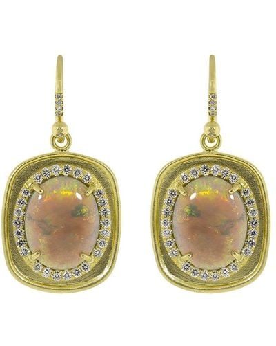 Irene Neuwirth 18kt Rose Gold Lightning Ridge Opal And Diamond Earrings - Metallic