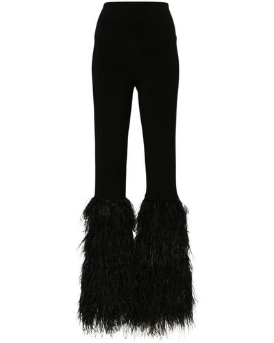 Norma Kamali High Waist Broek Met Veren Afwerking - Zwart