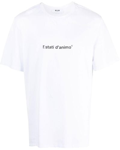 MSGM Camiseta con eslogan estampado - Blanco