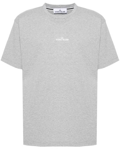 Stone Island Logo-print Cotton T-shirt - Gray