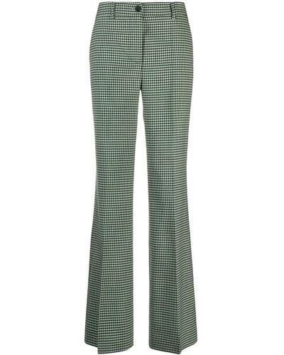 P.A.R.O.S.H. Lioned Gingham Flared Trousers - Green