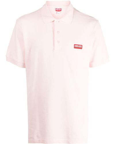 KENZO Logo-patch Cotton Polo Shirt - Pink