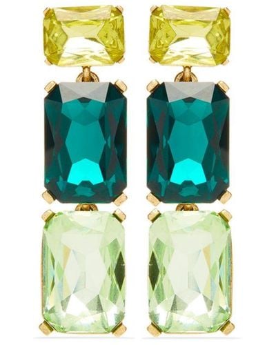 Oscar de la Renta Crystal-embellished Drop Clip-on Earrings - White