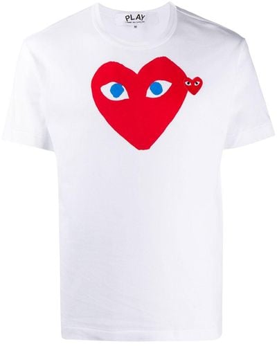 COMME DES GARÇONS PLAY T-shirt à cœur imprimé - Blanc