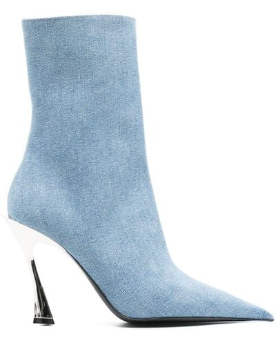 Mugler 95mm Denim Ankle Boots - Blue