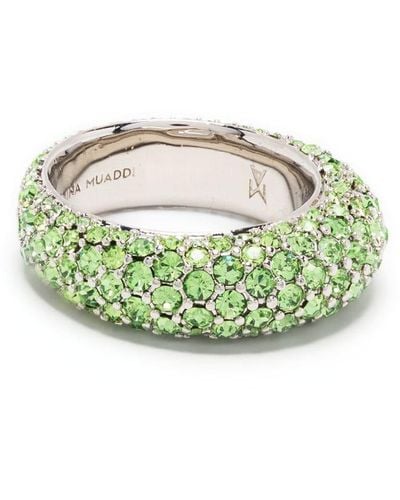 AMINA MUADDI Ring mit Kristallen - Grün