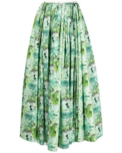 Giambattista Valli Floral-print Flared Full Skirt - Green