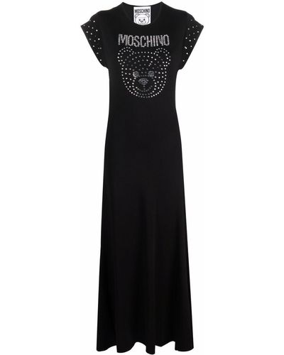 Moschino Robe longue à logo - Noir