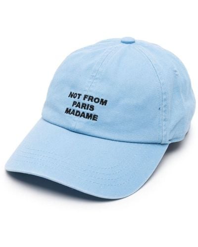 Drole de Monsieur Slogan-embroidered Cotton Baseball Cap - Blue