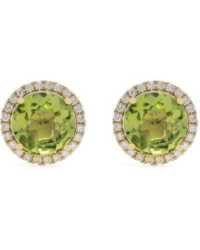 Kiki McDonough Pendientes Grace en oro amarillo de 18kt con diamantes y peridoto - Verde