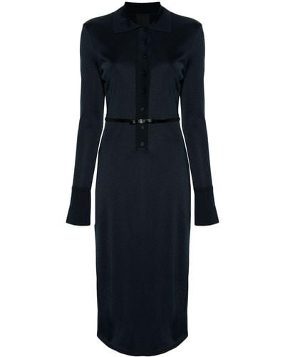 Givenchy Belted Polo-collar Midi Dress - Blue
