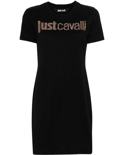 Just Cavalli Logo-embellished Cotton Shirt Dress - Black