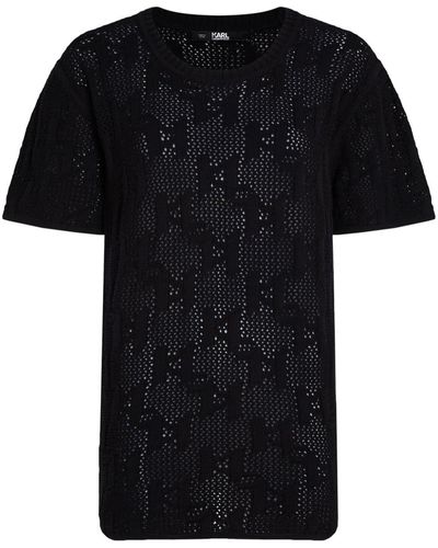Karl Lagerfeld T-shirt à motif monogrammé en jacquard - Noir