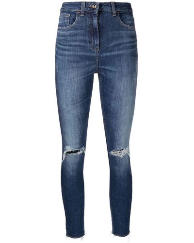 Elisabetta Franchi Ripped-knees Skinny Jeans - Blue