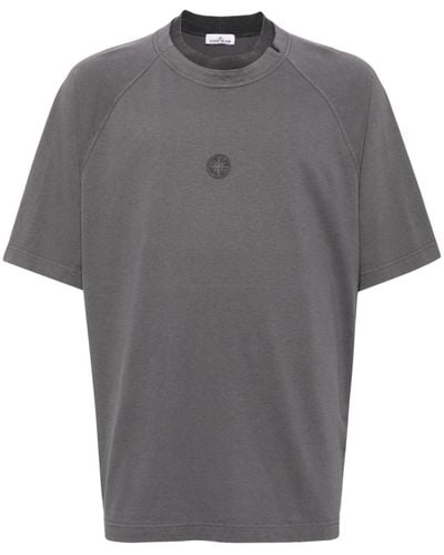 Stone Island Logo-embroidered layered-neck T-shirt - Grau