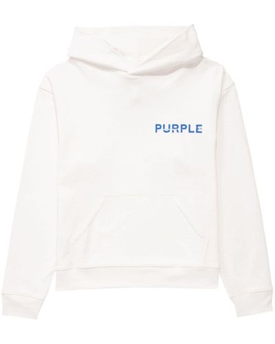 Purple Brand Logo-print Cotton Hoodie - White
