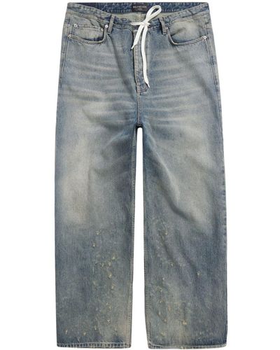 Balenciaga Wide-Leg-Jeans mit Kordelzug - Blau